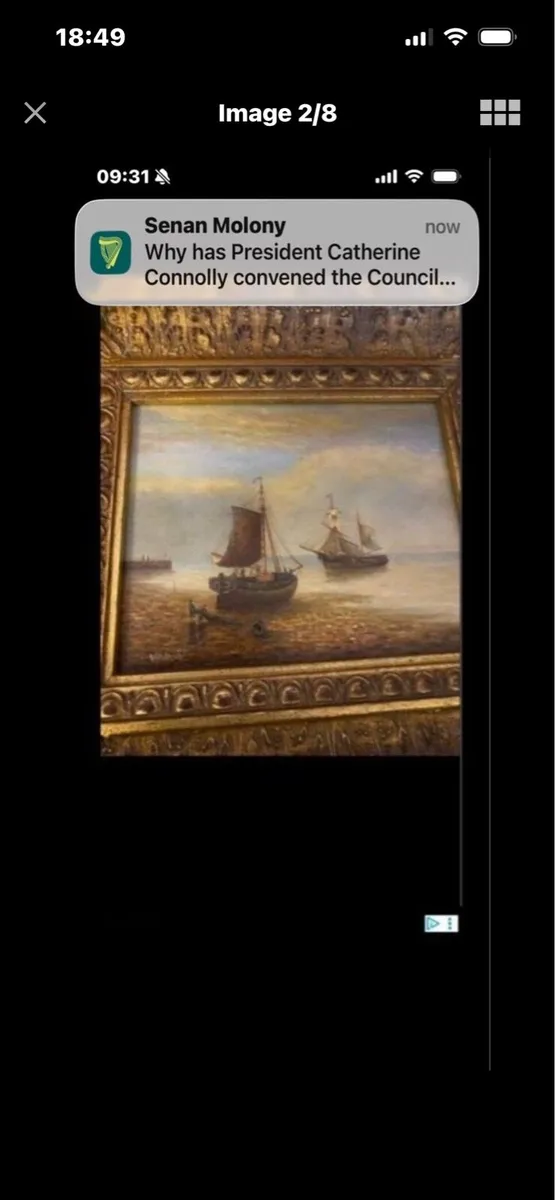 Vintage Oil on Board Maritime Painting - Image 2