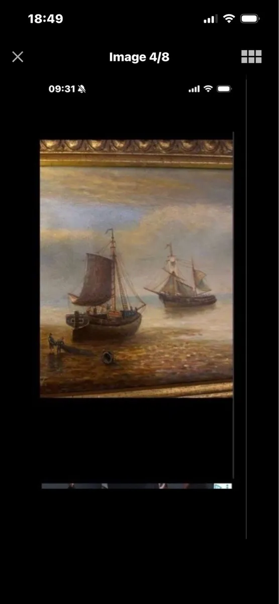 Vintage Oil on Board Maritime Painting - Image 4