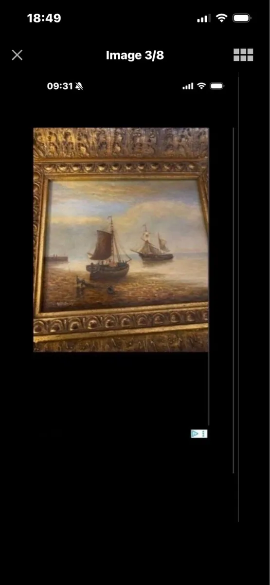 Vintage Oil on Board Maritime Painting - Image 3