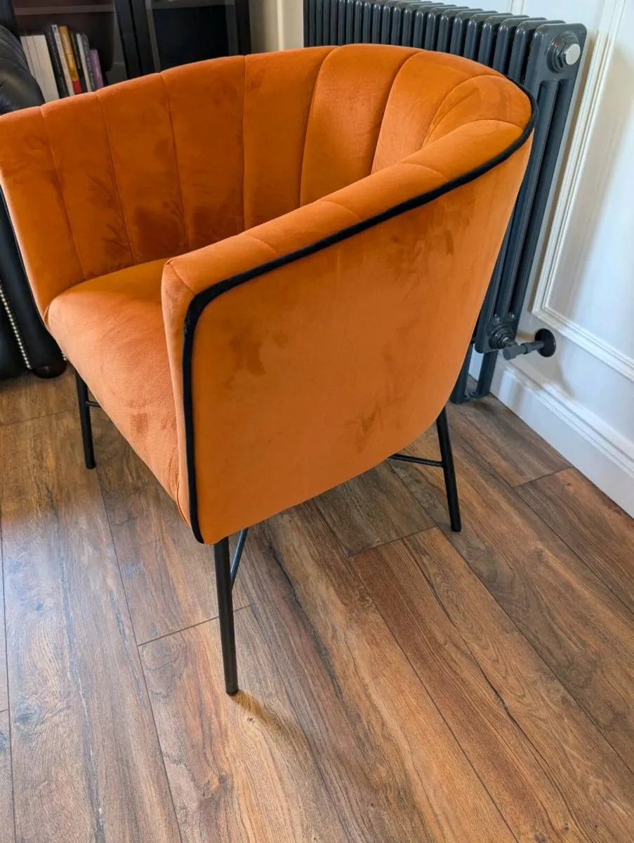 Orange seat with black trim. occasional chair - Image 3