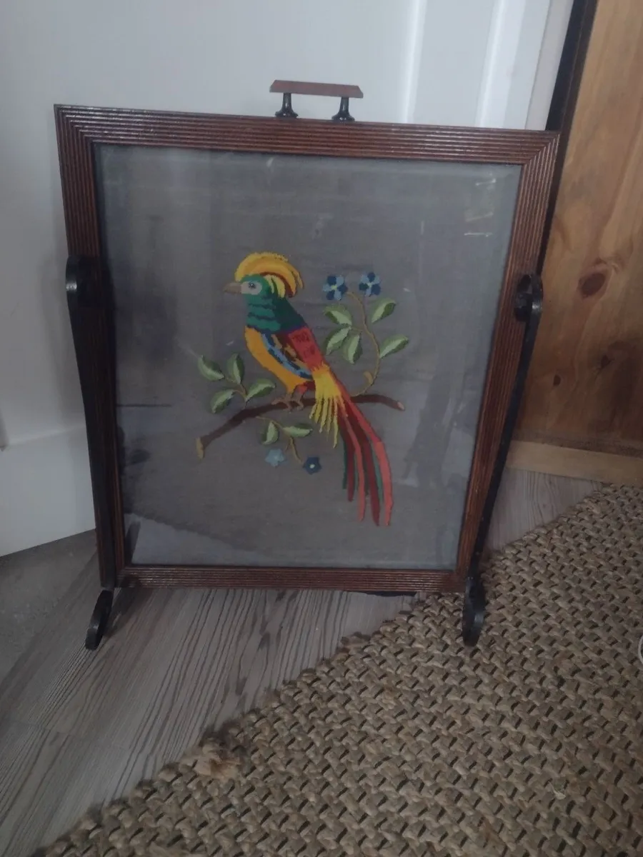 Large Heavy antique wooden fire-screen - Image 1
