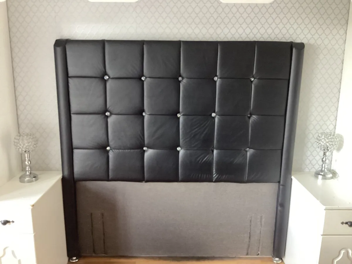 Black king size pu floor standing headboard - Image 1