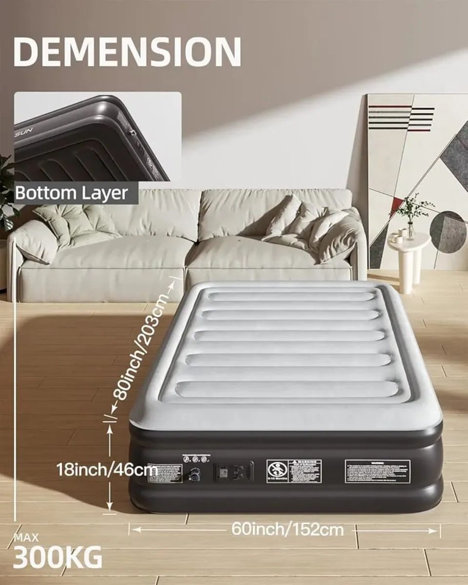Luxury Inflatable Mattress, Air Bed Double/King wi - Image 2