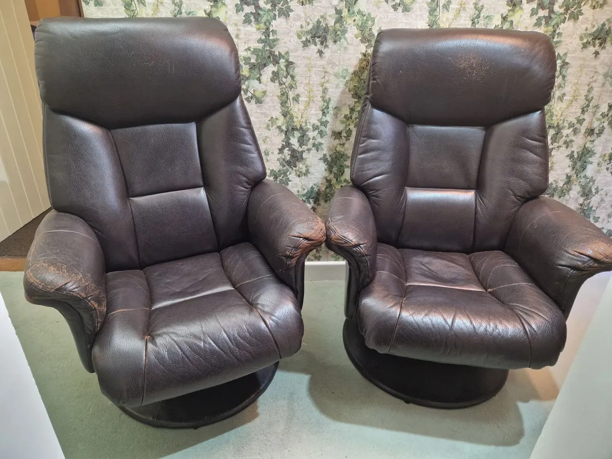 2 Leather Arm Chairs - Image 1