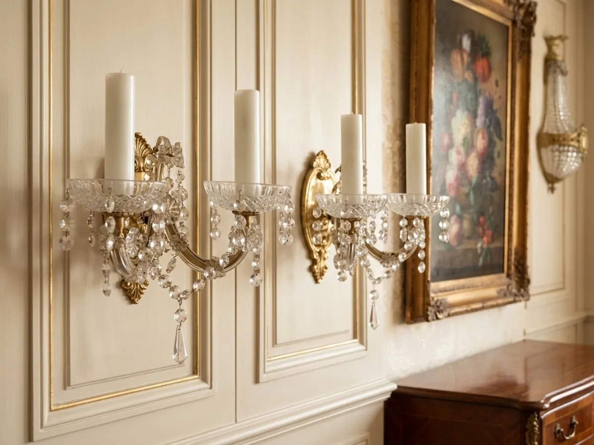 Vintage cut crystal wall lights Postage available - Image 1