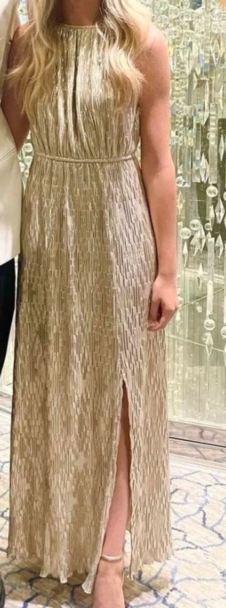 River Island Metallic Gold Dress Size 6 - Image 3