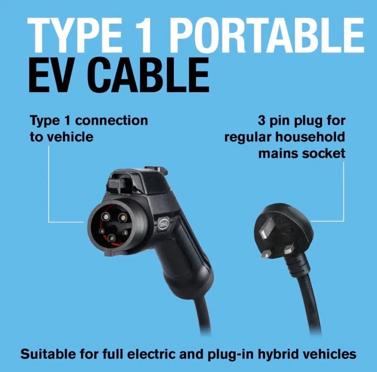 New Type 1 EV Granny Charger Charging Cable 3pin - Image 2