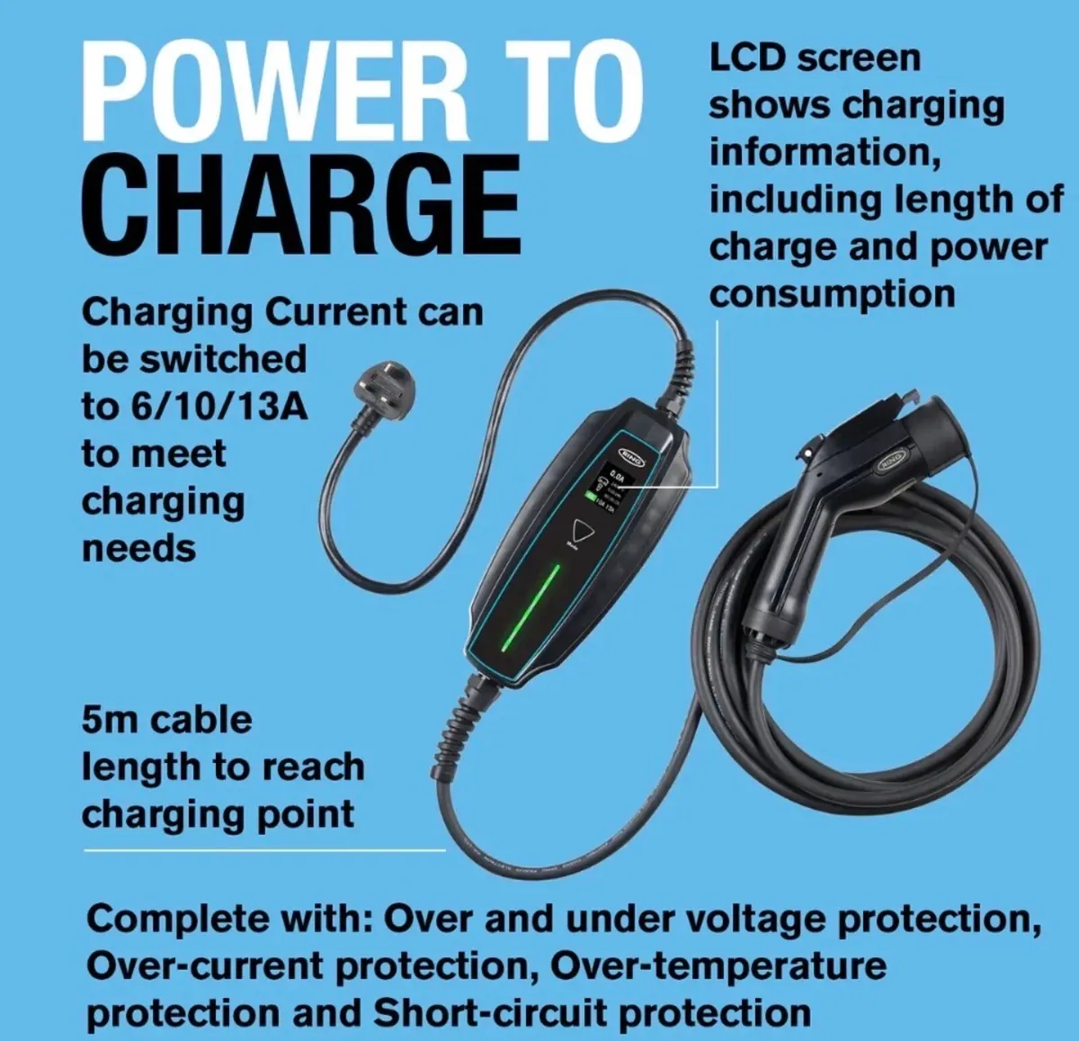 New Type 1 EV Granny Charger Charging Cable 3pin - Image 4