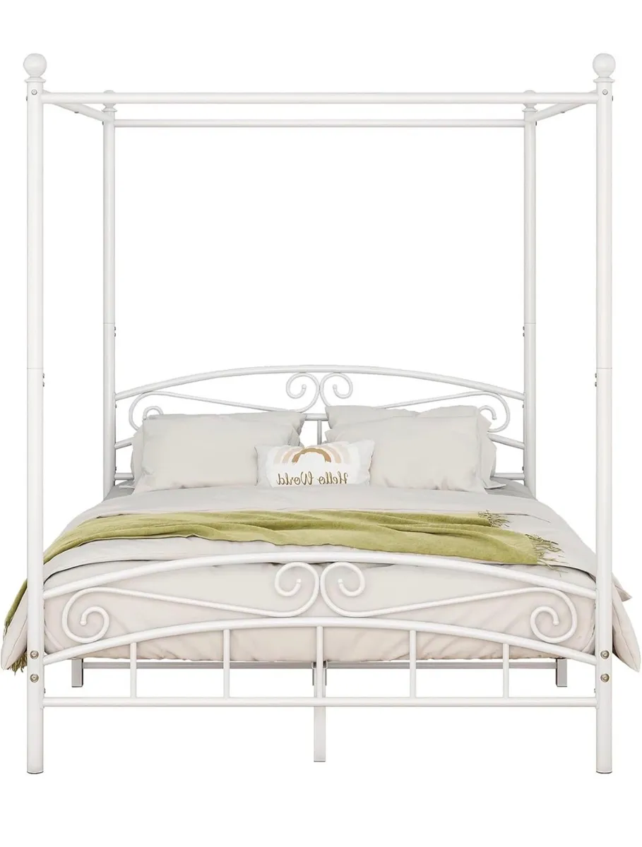Canopy Bed Frame King Size with Ornate European St - Image 1