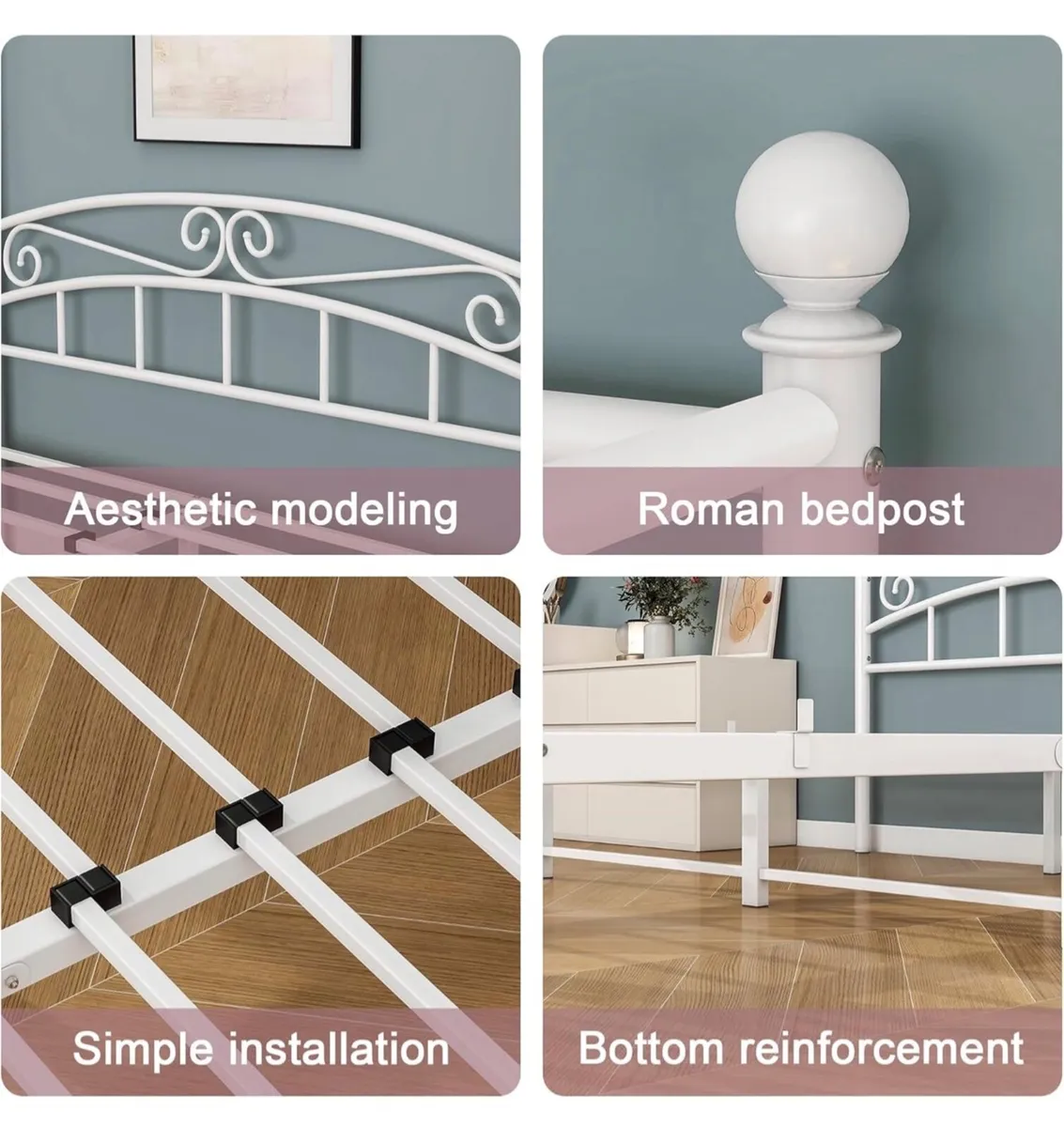 Canopy Bed Frame King Size with Ornate European St - Image 2