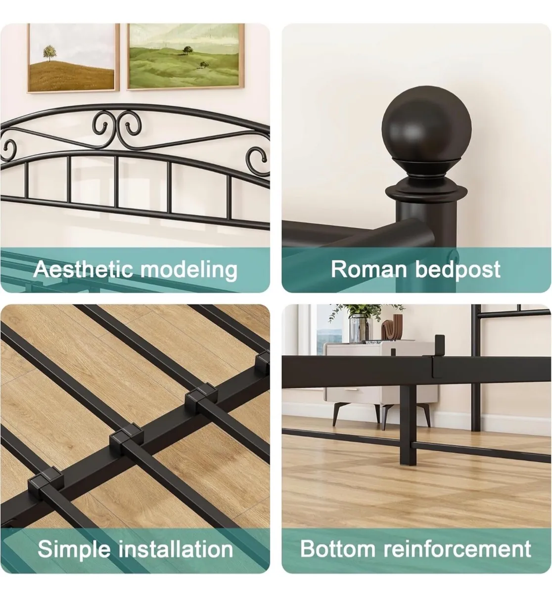 Canopy Bed Frame King Size with Ornate European St - Image 4