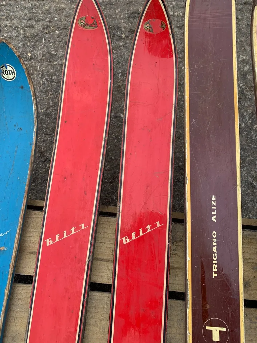 3 Sets of Vintage Skis & Poles - Image 3