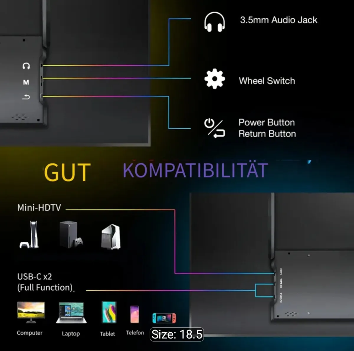 18.5" Portable Monitor-Very thin-120Hz -firm price - Image 2