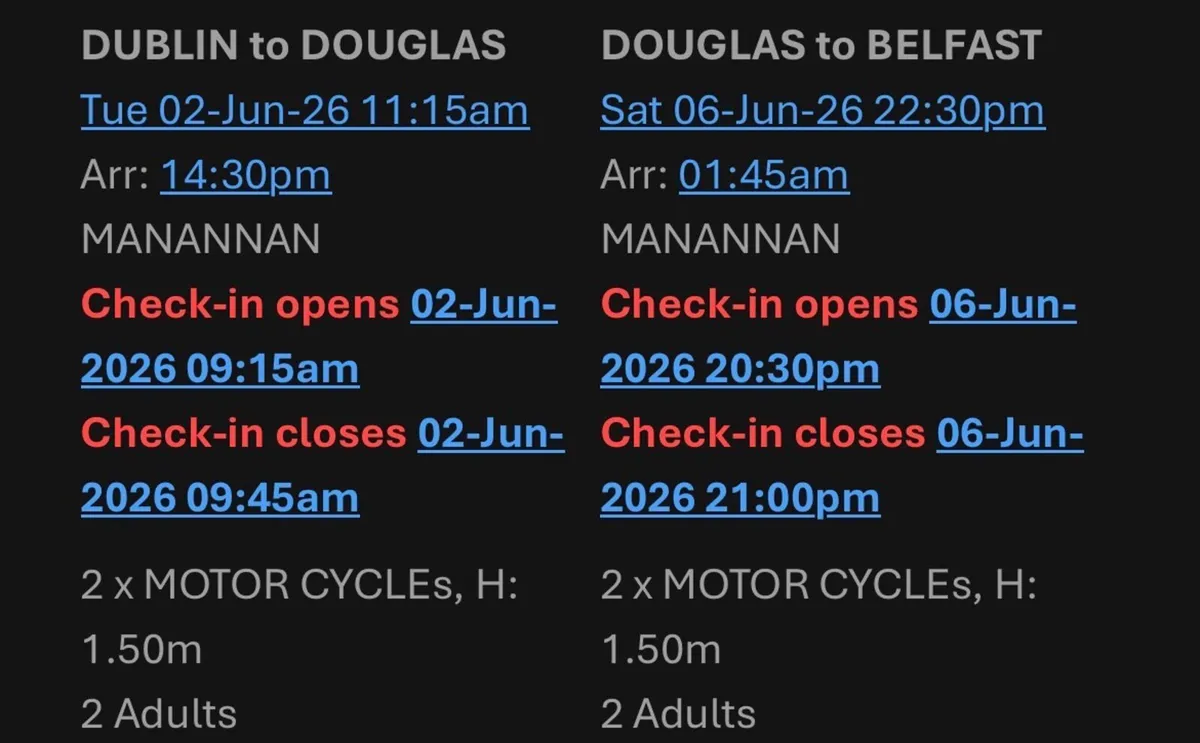 Ferry ticket for Isle of Man