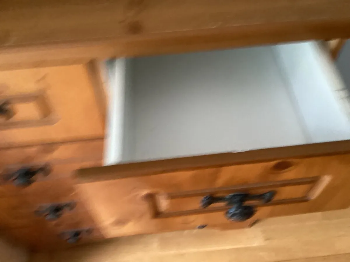 MDF pine veneered wardrobe and chest of drawers - Image 2