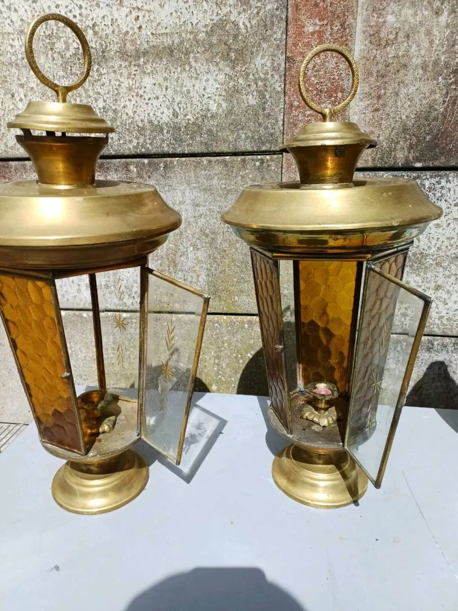 1950’s Brass Turkish Candle Lanterns - Image 2