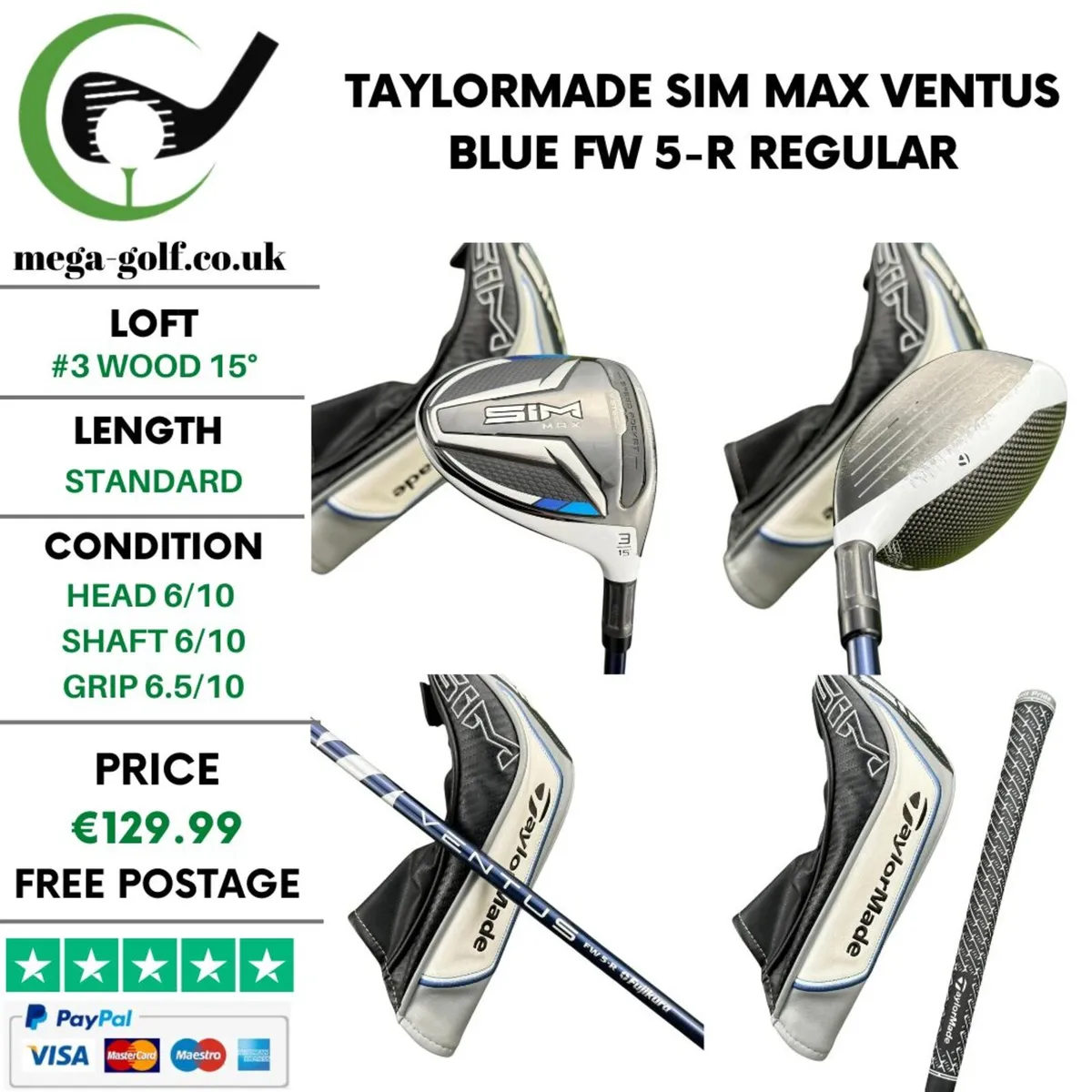 Taylormade Sim Max #3 Wood 15° / Regular - Image 1