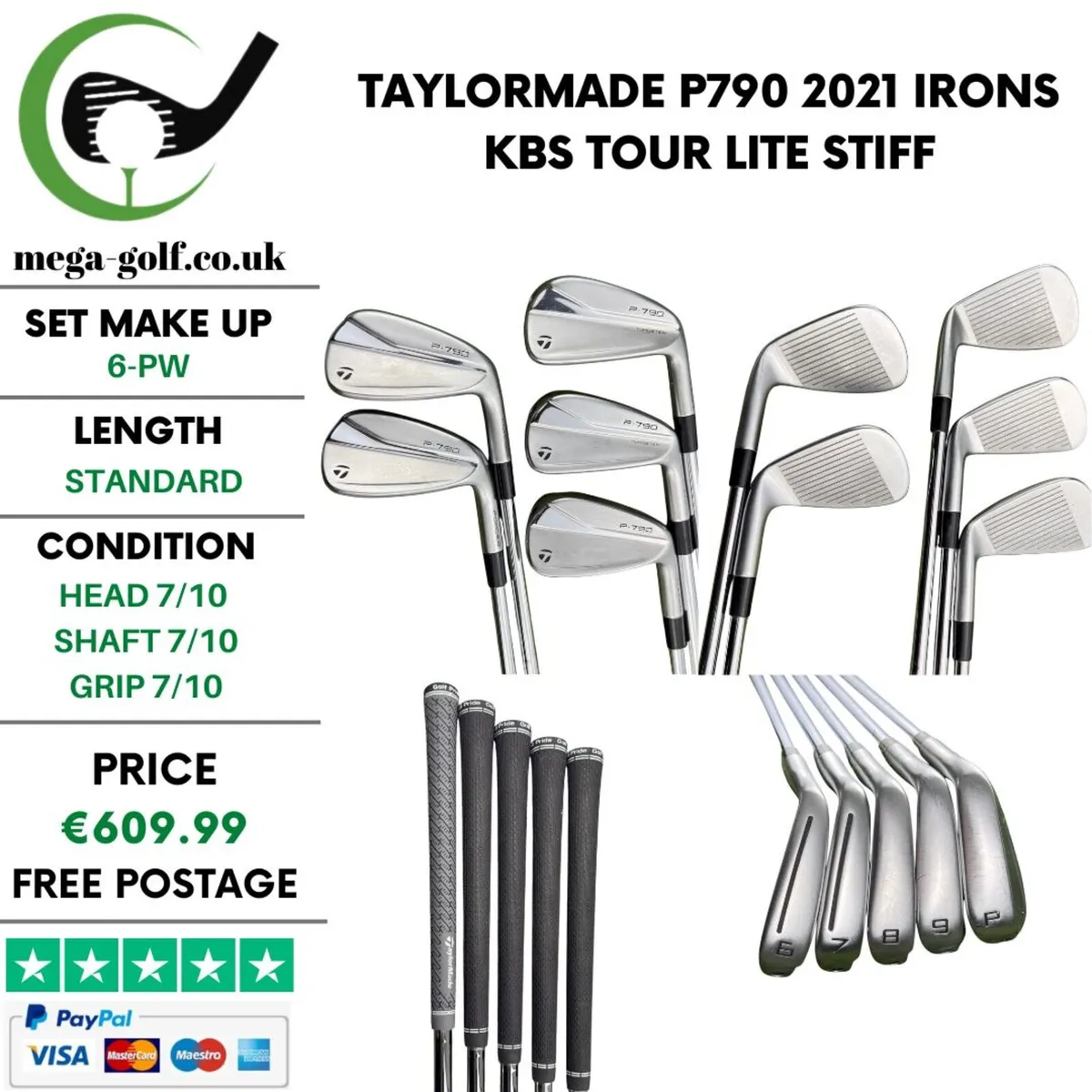 Taylormade P790 2021 Irons / 6-Pw / Stiff - Image 1