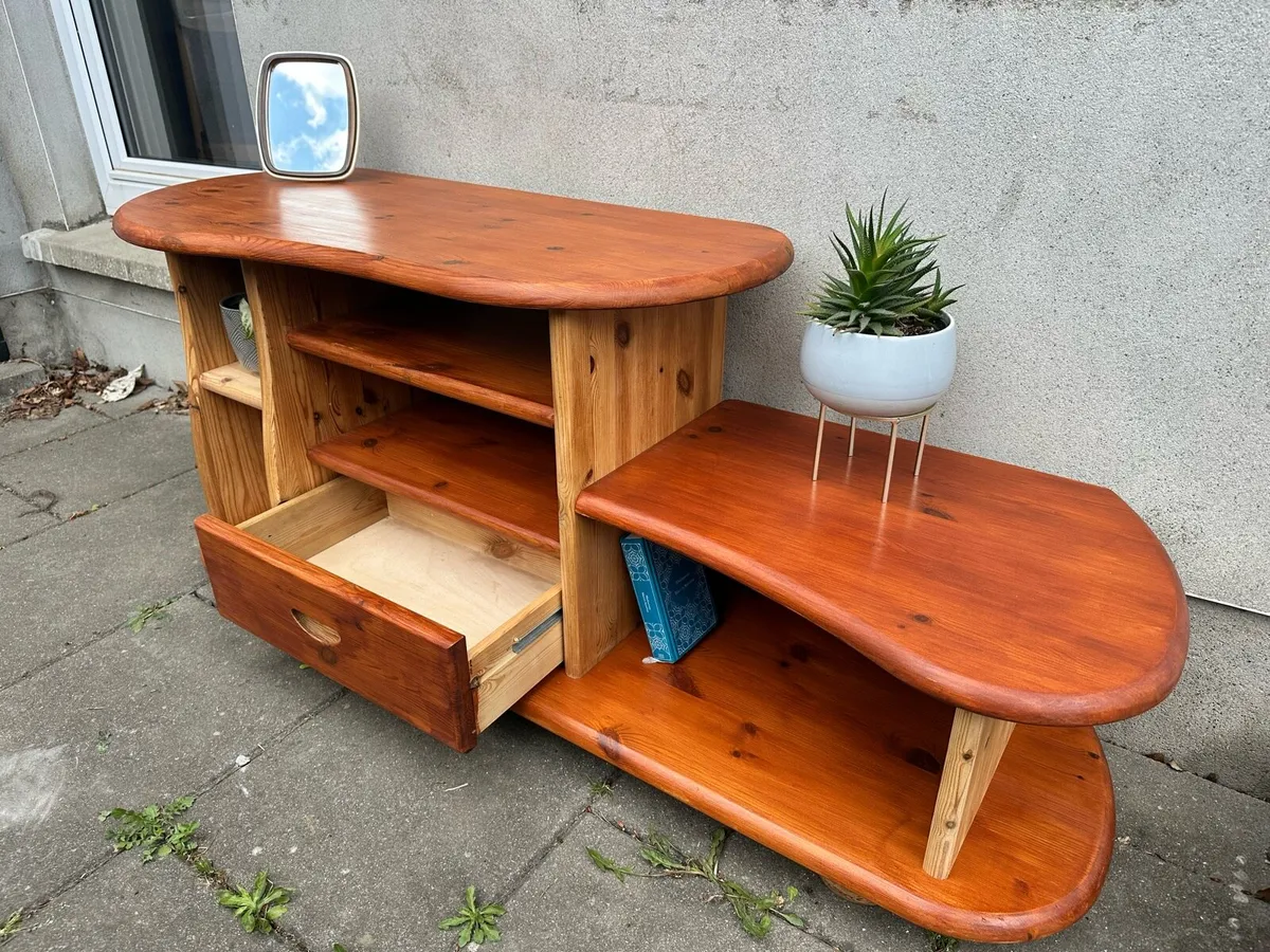 Solid Pine Curved TV Stand / Media Console - Image 2