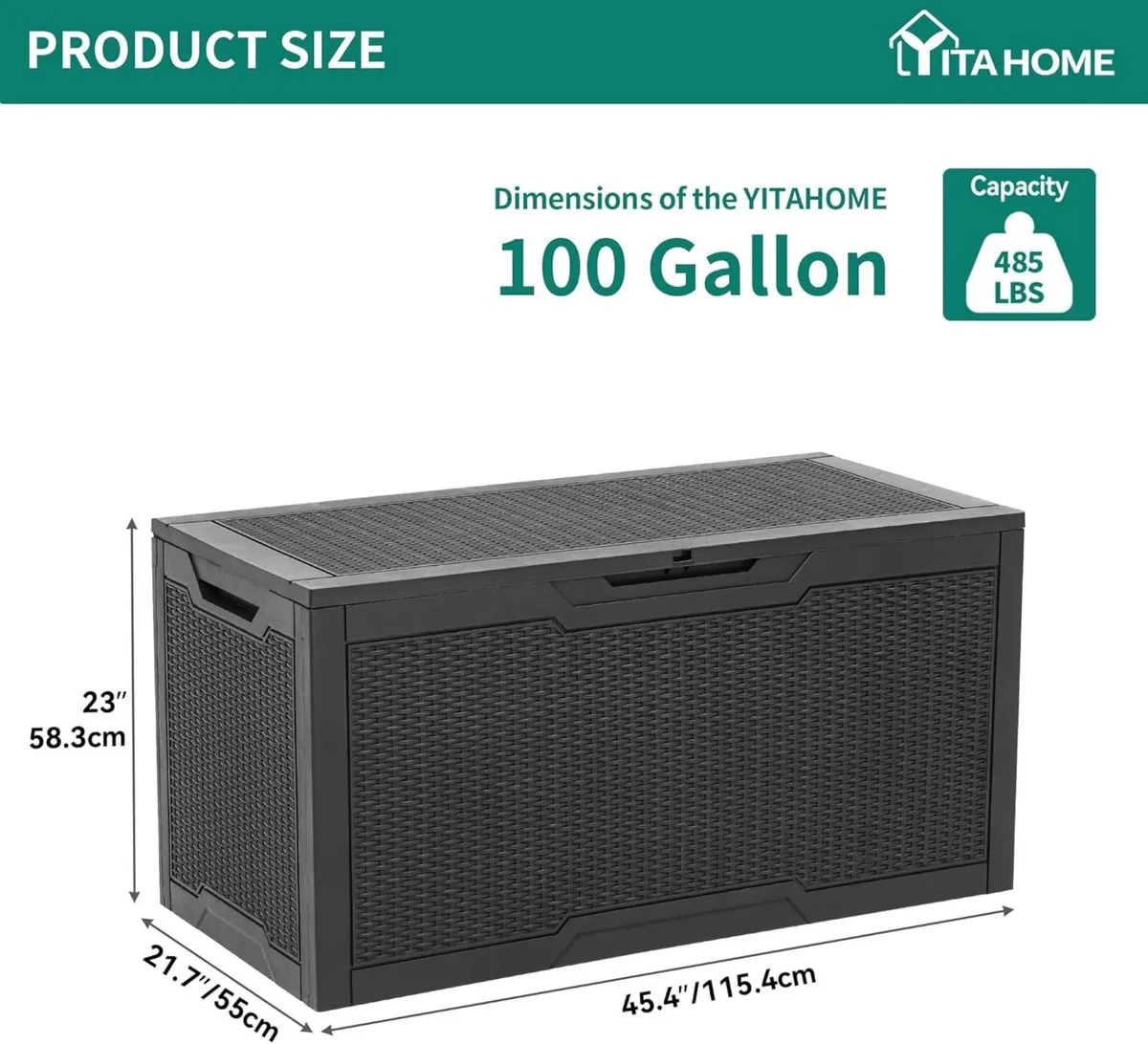 100 Gallon Resin Deck Box Weather Resistant - Image 3