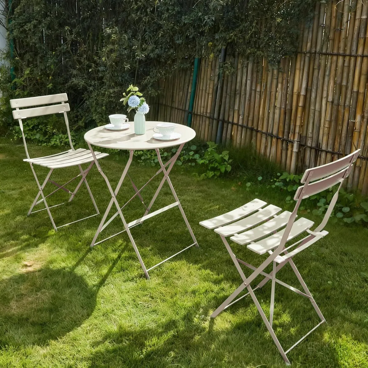 Folding Bistro Table and Chairs Set of 2 Balcony - Image 2