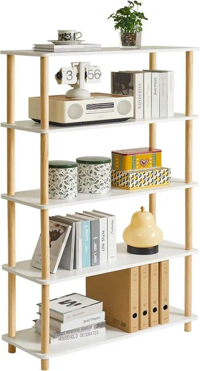 5-Tier Wooden Open Bookcase - Modern Freestanding - Image 1