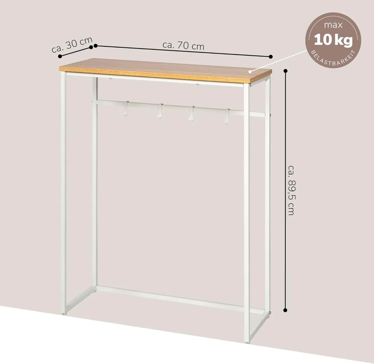Metal Console Table with 1 Wooden Shelf Height-Adj - Image 3