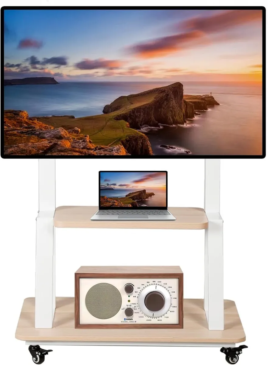 Mobile TV Stand on Wheels Rolling cart for 32-75 - Image 1