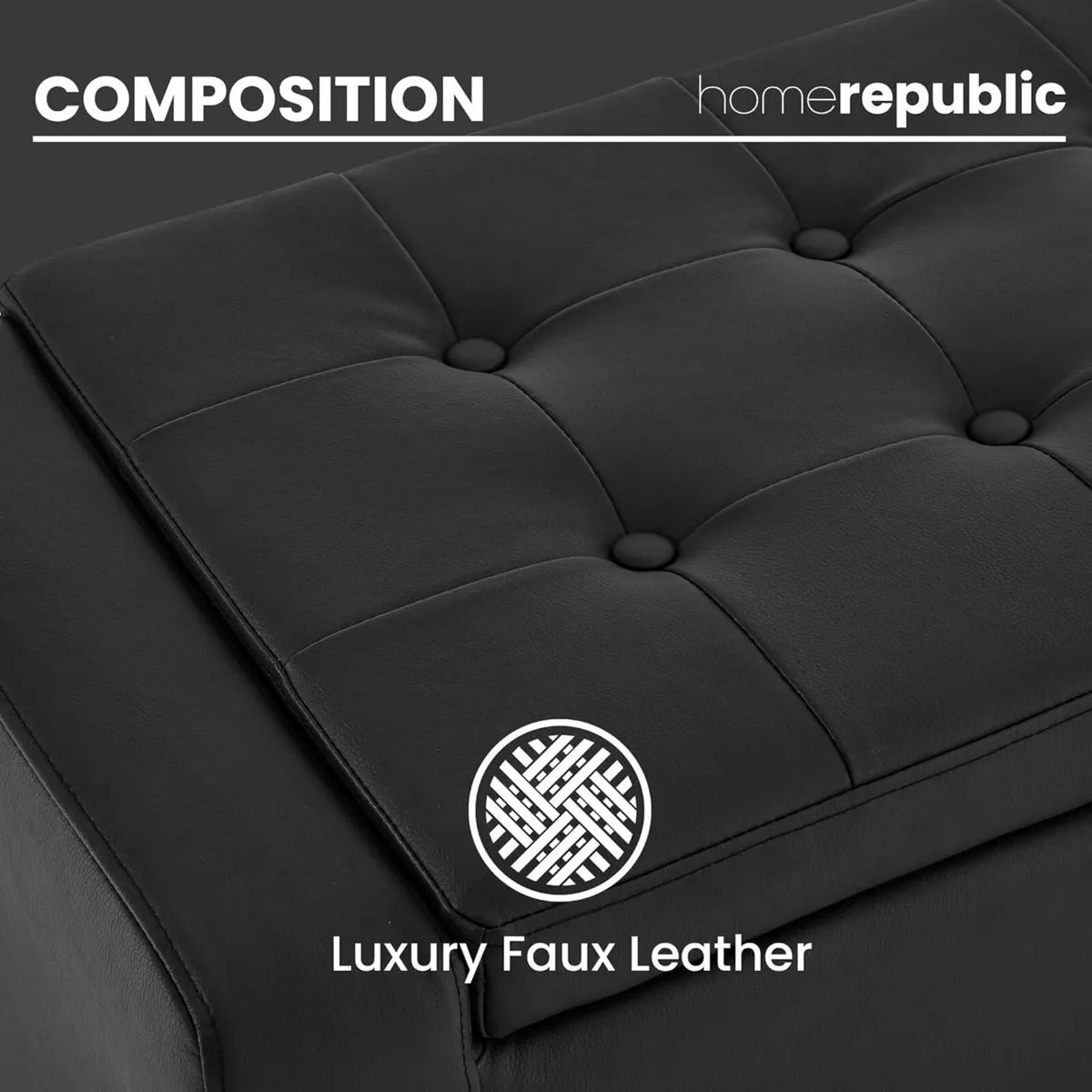 Padded Storage Ottoman Bench 92x40cms 2 seater - Image 4