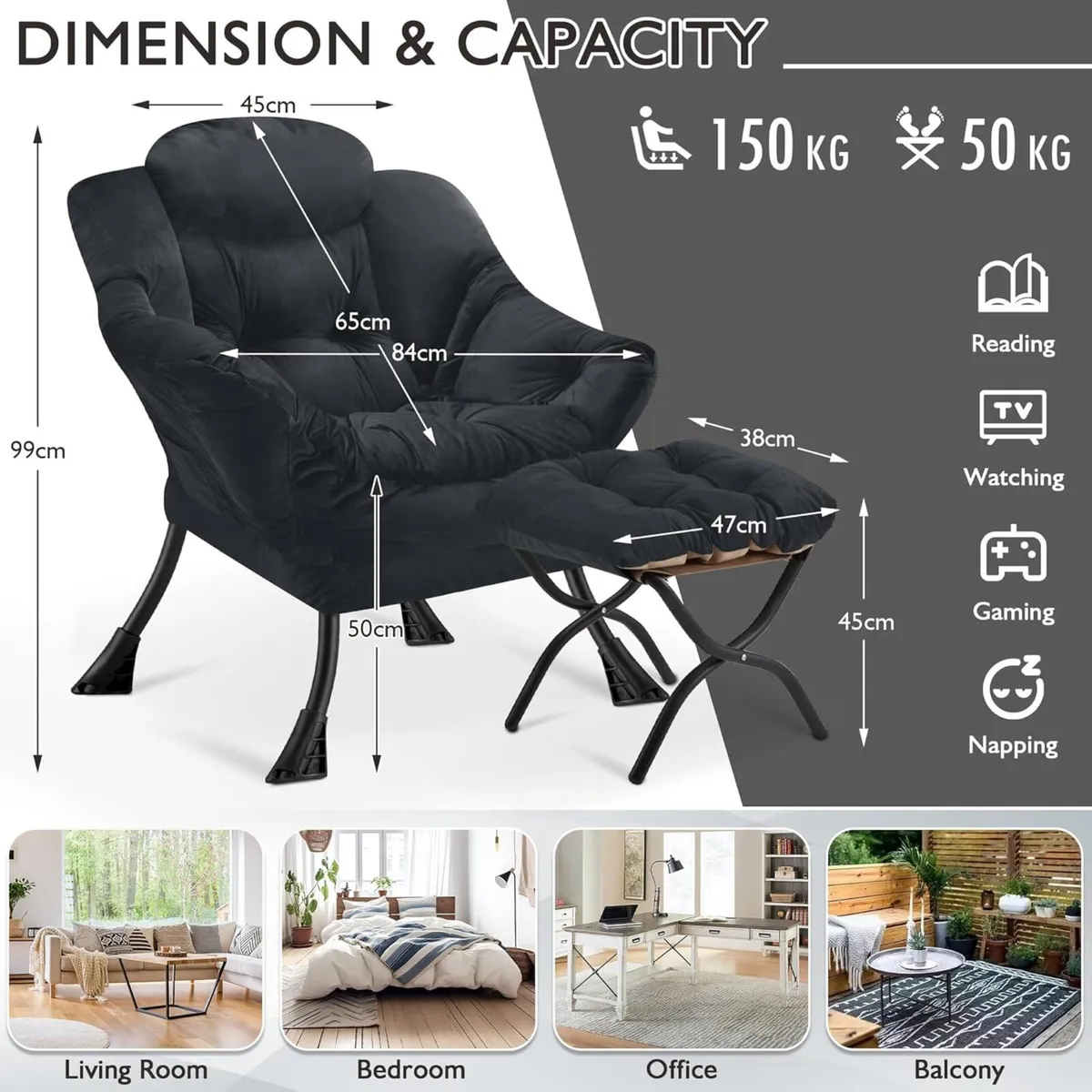 Armchair Living Room Comfy Reading Chair with - Image 3