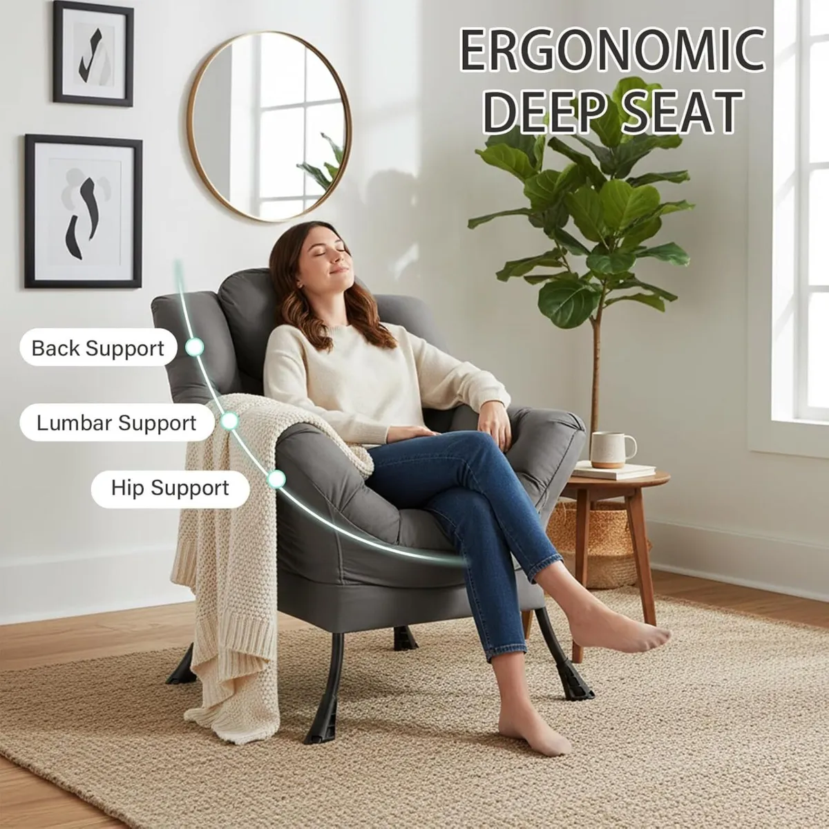 Comfy Armchair Upholstered Lounge Reading Chair - Image 4