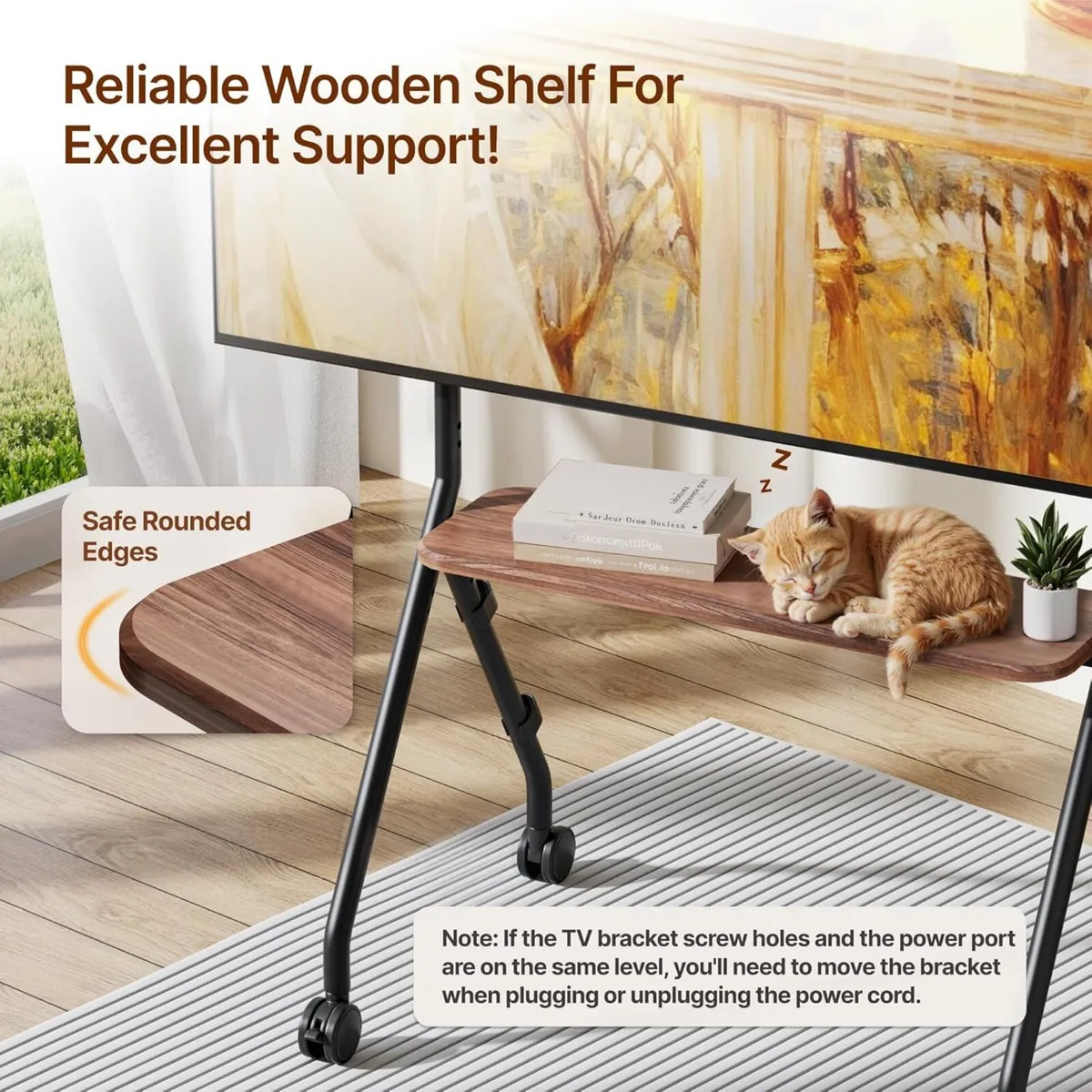 Mobile TV Stand on Wheels for 49–80 Inch TVs - Image 4