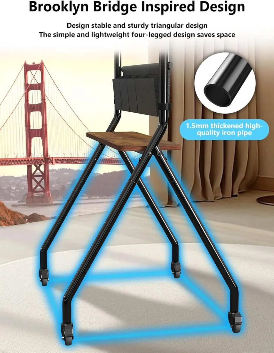 Rolling TV Stand with Storage Bags Anti-Collision - Image 4