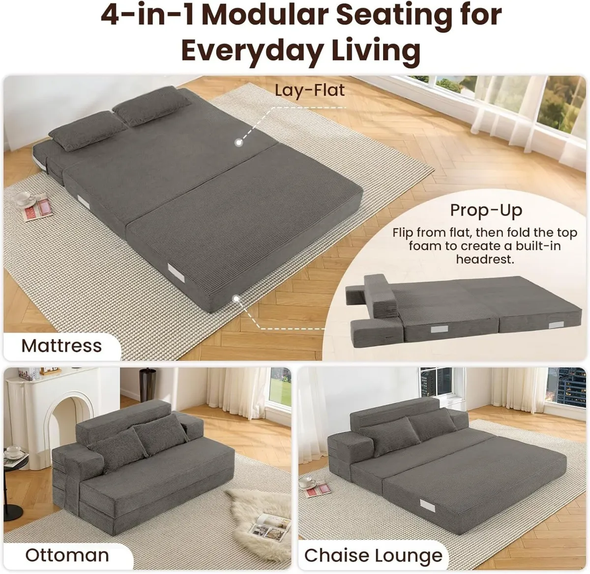 Folding Sofa Bed Double – Convertible Chair with - Image 4
