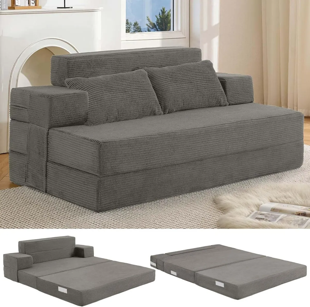 Folding Sofa Bed Double – Convertible Chair with - Image 2