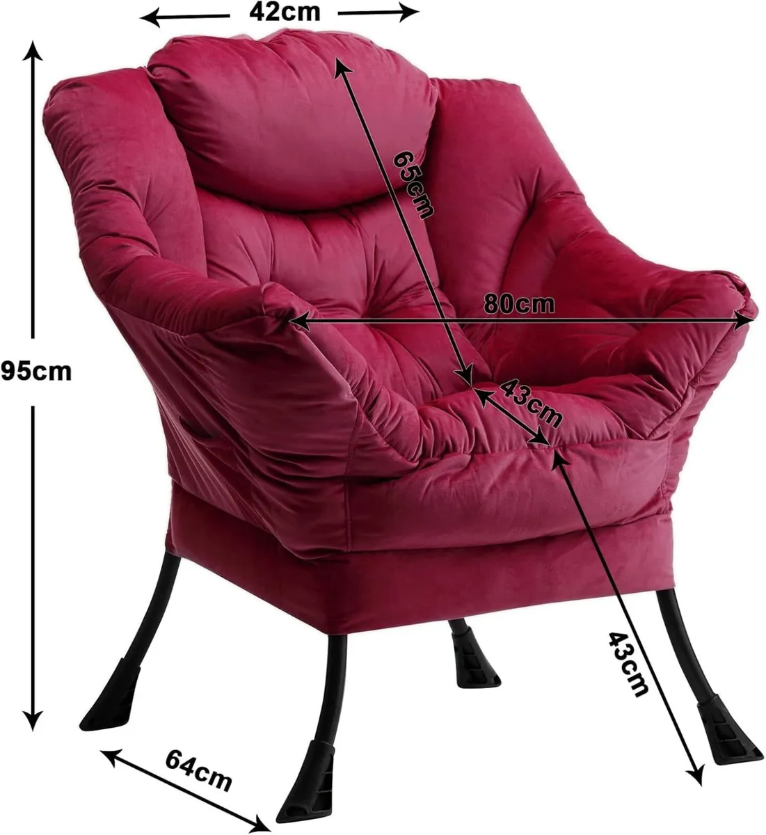 Armchair Living Room Comfy Velvet Readig Chair - Image 3