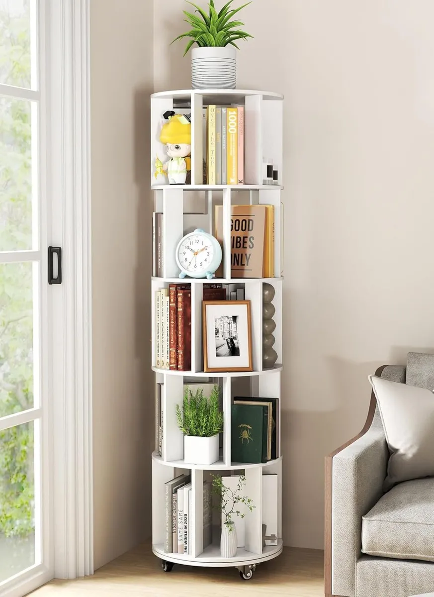 5 Tier Rotating Bookshelf 360degrees Revolving - Image 1