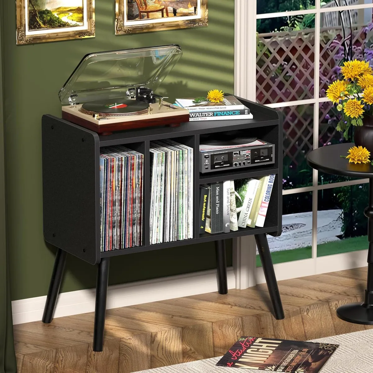 Record Player Table Mid-Century Stand with Vinyl - Image 4
