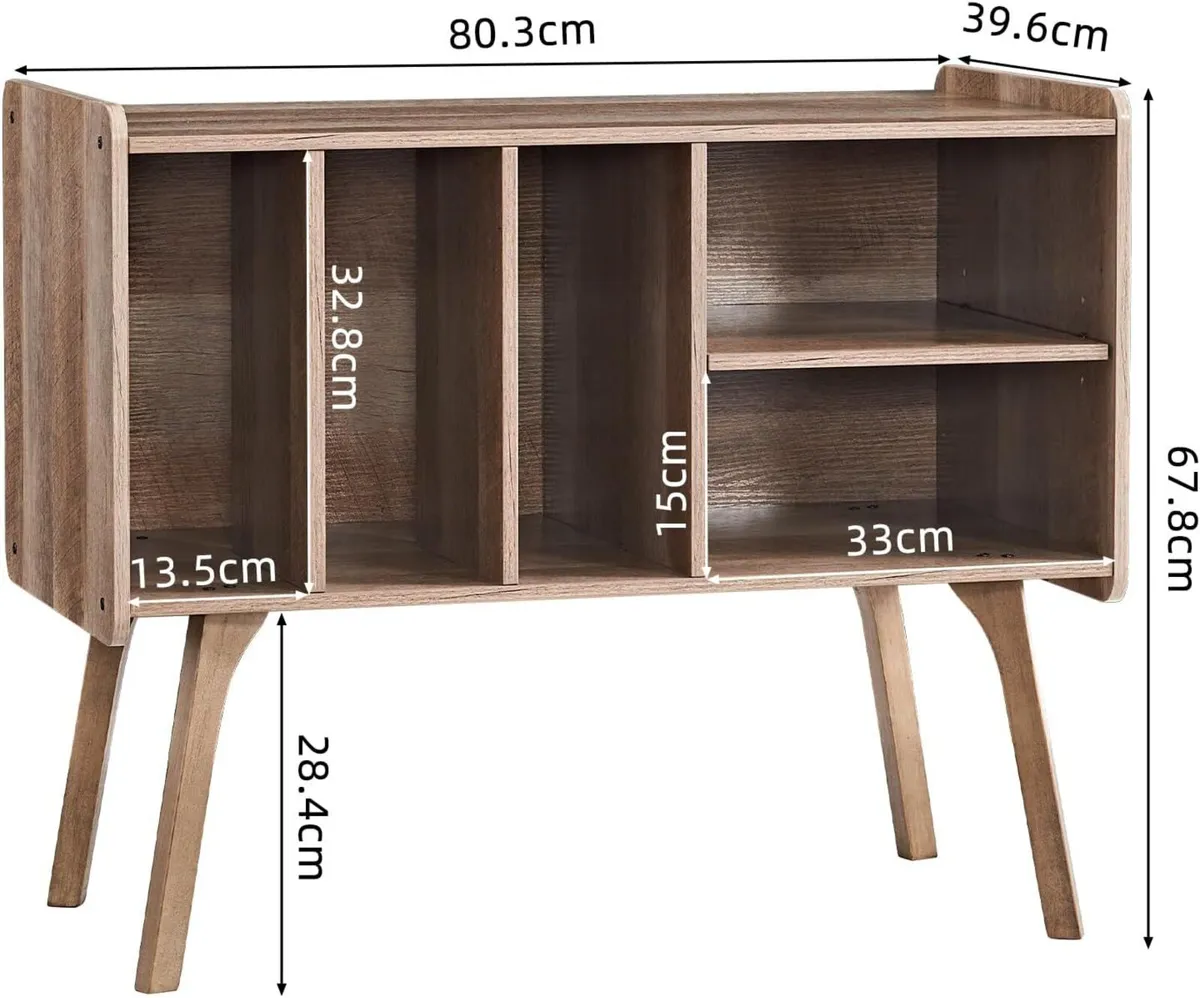 Oak Record Player Stand with 4 Cabinet Holds Up - Image 3