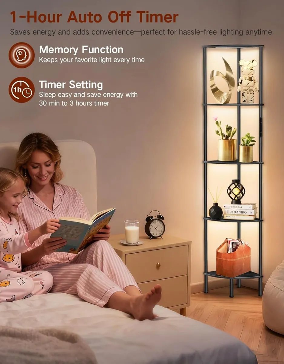 5 Tier Floor Lamp with Shelves LED Light Touch - Image 4