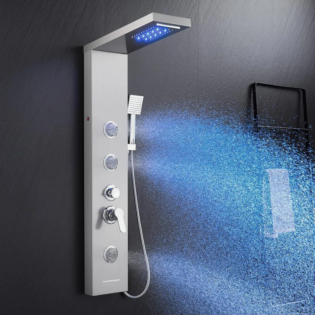 LED Shower Tower Panel with Mixer 6 Modes: - Image 1