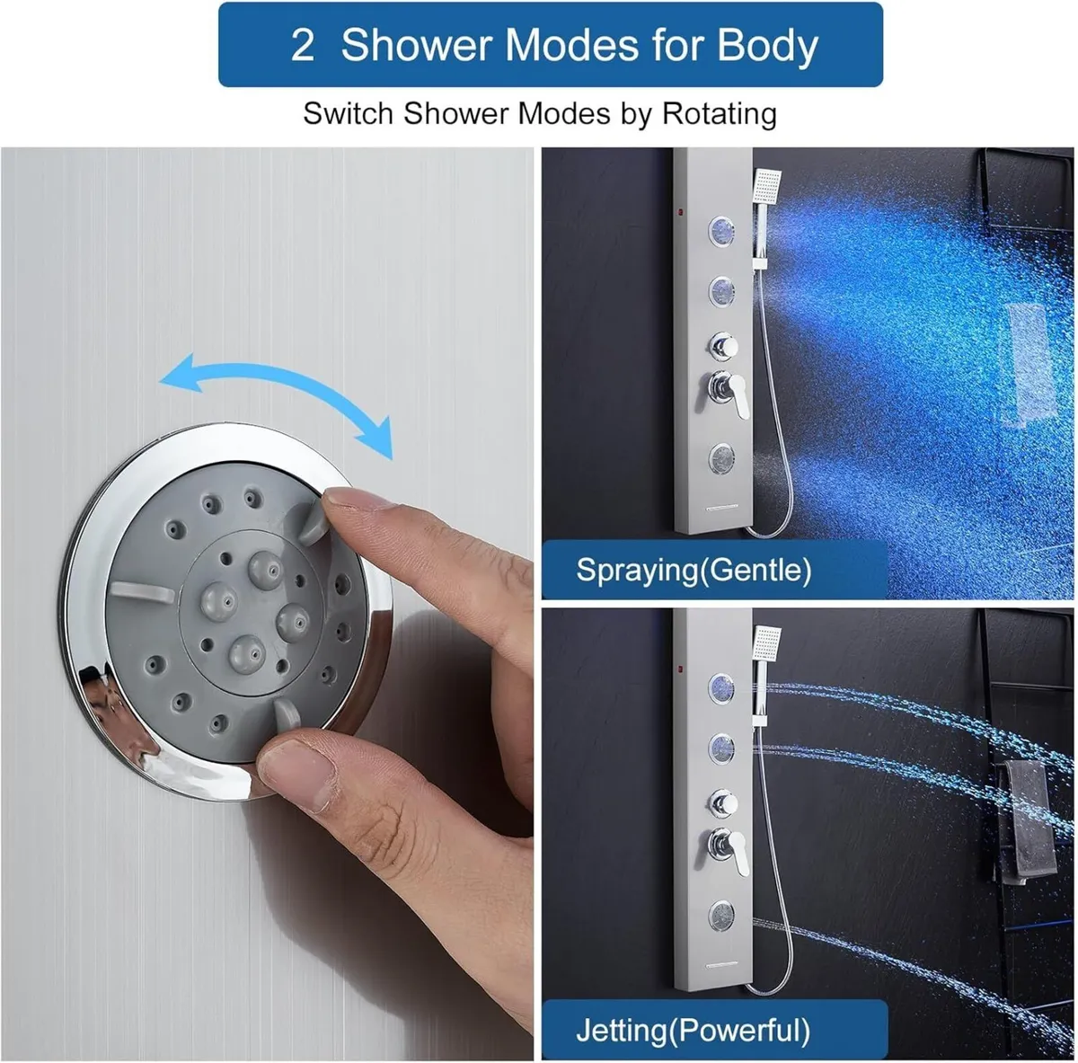LED Shower Tower Panel with Mixer 6 Modes: - Image 4