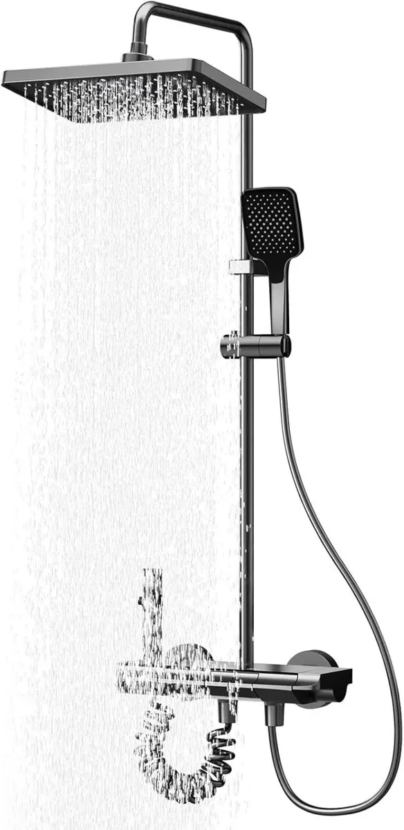 Shower Mixer Set with Height-Adjustable Rail - Image 1