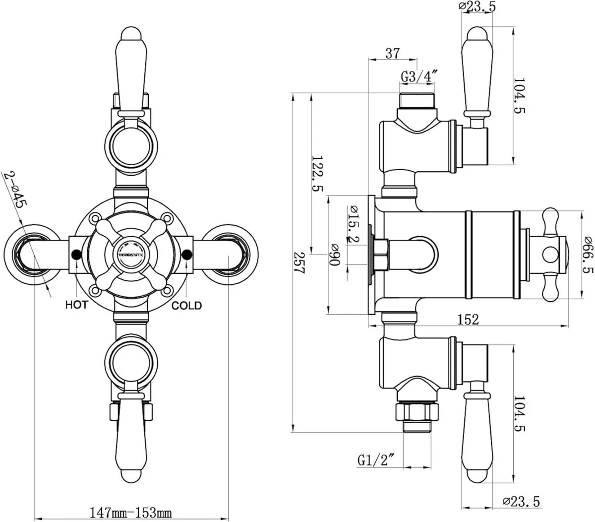 Downton T86 Double Shower Unit Outlet Triple - Image 3