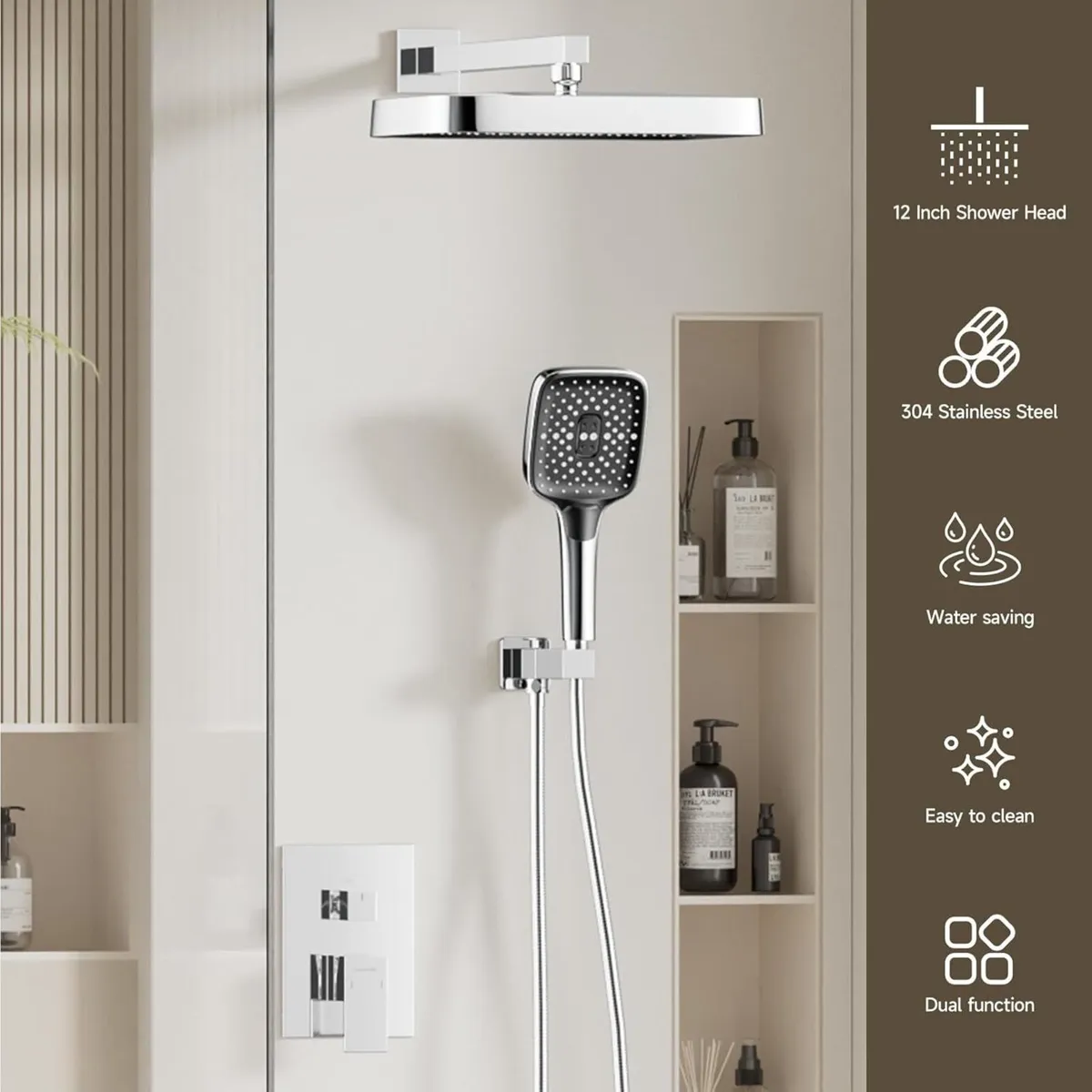 Rainfall Shower Set - 13 Large Waterfall Head - Image 3