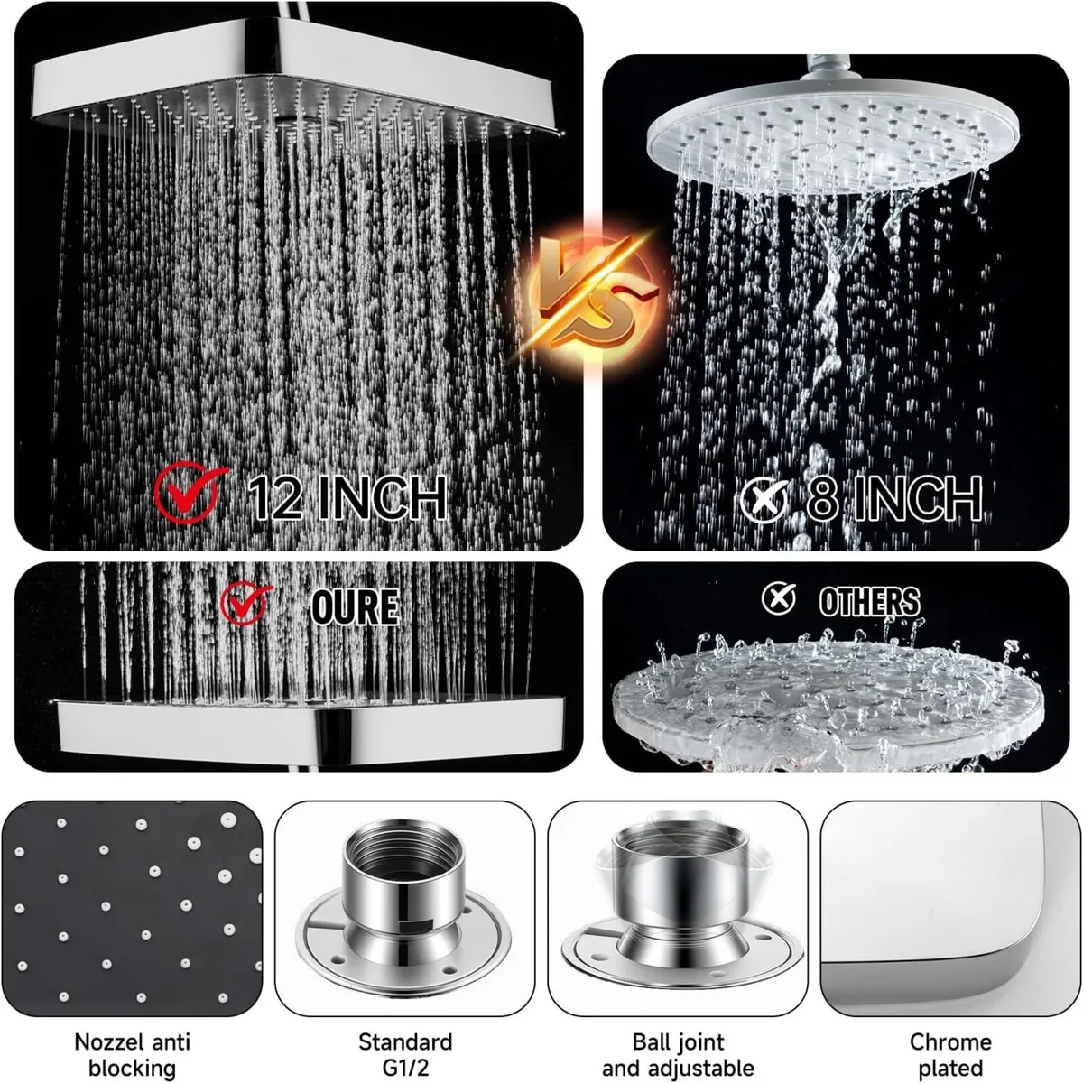 Rainfall Shower Set - 13 Large Waterfall Head - Image 4