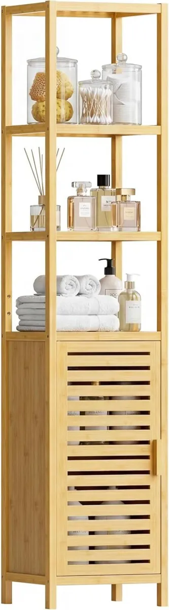 Bathroom Storage Cabinet 6-Tier Bamboo Tall - Image 1