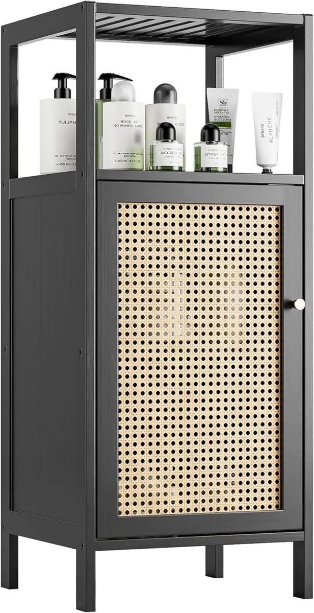 Bamboo Floor Rattan Cabinet Small Bathroom - Image 1