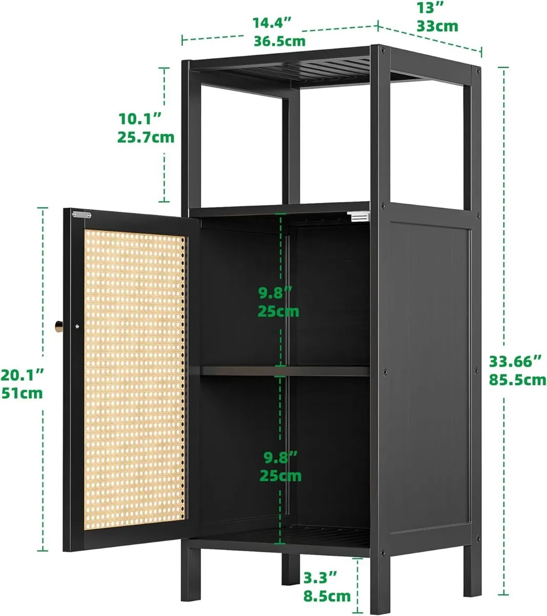 Bamboo Floor Rattan Cabinet Small Bathroom - Image 3