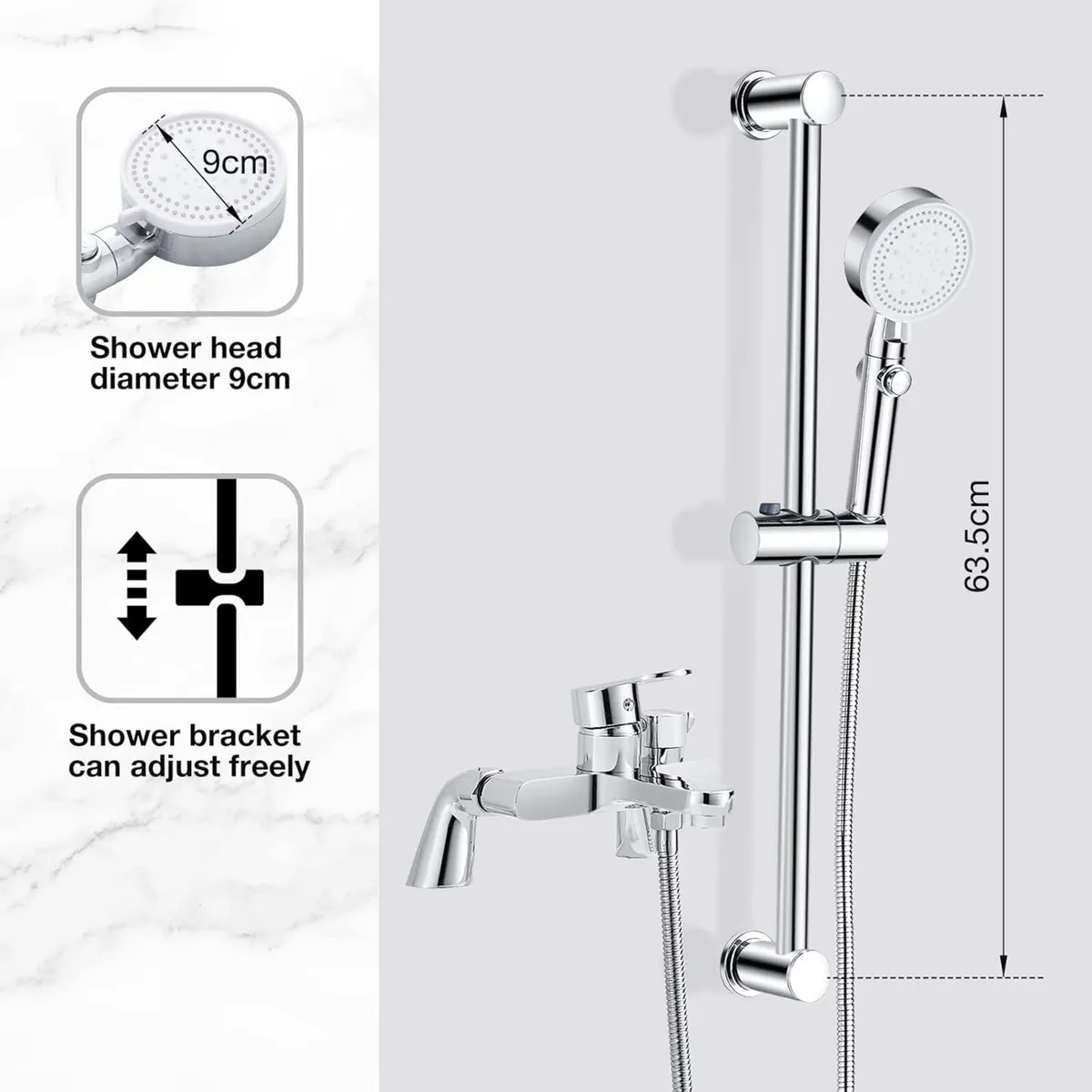 Bath Mixer Taps with Shower Set Modern Attachment - Image 3